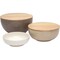 Thirstystone Ceramic Serving and Mixing Bowls with Acacia Wood Lids, Set of 3 Nesting Bowls for Food Prep, Storage, and Holiday Serving, Stylish and Durable Kitchen Essentials